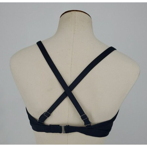 Athleta 36D / DD Navy Blue Twister Front Molded Cup Swim Bikini Top 964874 - Picture 3 of 8